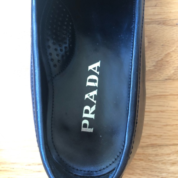 Authentic PRADA Men Leather Shoes/ Loafers US Size 10.5 Prada size 9.5 - Picture 10 of 11